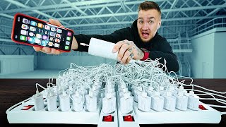 QUE SE PASSETIL SI VOUS BRANCHEZ 100 CHARGEURS SUR UN IPHONE EN MÊME TEMPS [upl. by Ynohtnaeoj]