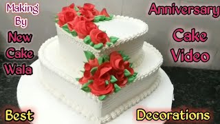 Heart shape cake Tutorial Anniversary Cake Decorating [upl. by Aimak]