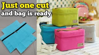 ⭐New Trick  Lunch box bag making at home bag cutting and stitching box pouch DIY makeup pouch [upl. by Doble]