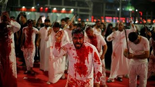 Hundreds of thousands of pilgrims thronged for the Shiite commemoration of Ashura [upl. by Lleoj]