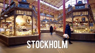 Sweden 🇸🇪 Stockholm tour 4k Östermalm Saluhall February 2024 [upl. by Vod]