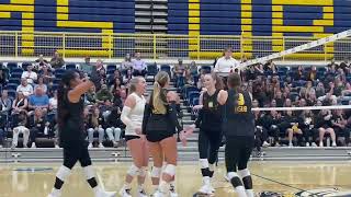 MSU Billings volleyball defeats Rocky Mountain College on Teddy Bear Toss night [upl. by Zenitram]