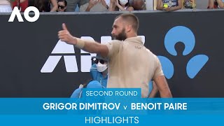 Grigor Dimitrov v Benoit Paire Highlights 2R  Australian Open 2022 [upl. by Aninat800]