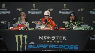 Monster Energy Supercross Press Conference Round 16  Denver [upl. by Konstance415]