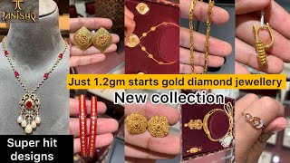 Just 12gm 💥starts gold necklace earrings designs with price Tanishq jewellery [upl. by Luaped]