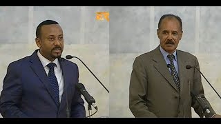 ERiTV Eritrea Speeches by President Isaias Afwerki amp PM Abiy Ahmed During State Dinner in Asmara [upl. by Ahaelam275]