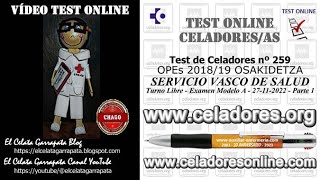 Vídeo Test Online de Celadores nº 259  OPEs 201819 OSAKIDETZA  Servicio Vasco de Salud  Parte 1 [upl. by Bound857]