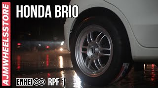 MODIFIKASI HONDA BRIO VELG ENKEI RPF 1  AJMWHEELSSTORE [upl. by Dranyam224]