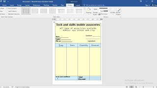 How to make Bill book design in ms word  bill book design [upl. by Brianne705]