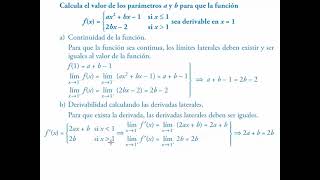 Estudio de la derivabilidad en funciones con parámetros [upl. by Drain]