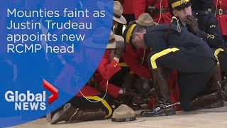 Iconic Canadian Mounties collapse during appointment of new commissioner [upl. by Llertnom265]