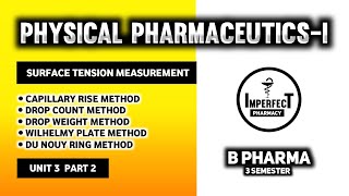 Measurement Of Surface amp Interfacial Tension  Capillary Rise Method  Drop Count Method  B Pharma [upl. by Fenwick]