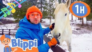 Blippis Horse Song  1 Hour of Educational Animal Songs For Kids [upl. by Nirda]