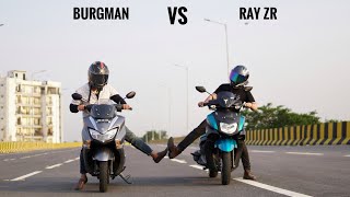 Suzuki Burgman BS6 vs Yamaha Ray ZR BS6  RACE  COMPARISON [upl. by Llednohs]