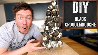 Black Croquembouche Recipe Charcoal Profiterole Tower [upl. by Atnicaj]