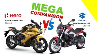 Hero Karizma XMR vs Bajaj Dominar 250  MEGA COMPARISON  Bike Info [upl. by Indira]