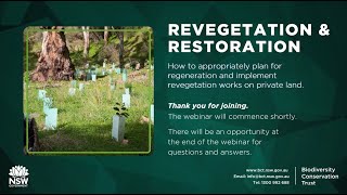 Regeneration and Revegetation Webinar [upl. by Higginson]