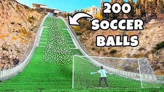 200 Soccer Balls Vs Goalie at Olympic Ski Jump [upl. by Cassella]