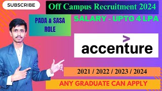 Accenture Recruitment 2024 for Freshers  Accenture Hiring 2024  PADA amp SASA Role for Freshers [upl. by Ulrich]