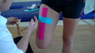 How to apply Kinesiology Taping for a strain of the Rectus Femoris  Quadricep muscle strain [upl. by Davidoff]