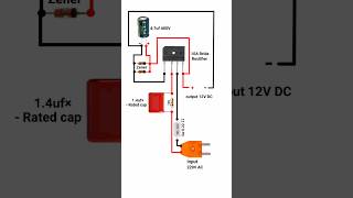 220V AC to 12V DC convertor Circuit without transformer shorts pbexperiment [upl. by Avehsile]