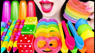 ASMR Edible Dice Gummy Jelly Edible Spoon Rainbow 먹는 주사위 숟가락 젤리 먹방 Mukbang Eating [upl. by Rusert678]