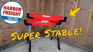 BAUER 32in Steel Adjustable Sawhorse 1300 lb Capacity full review [upl. by Yenffad]