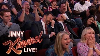 Sacha Baron Cohen Shows EXTREMELY Graphic Movie Clip to “Kimmel” Audience [upl. by Harilda]