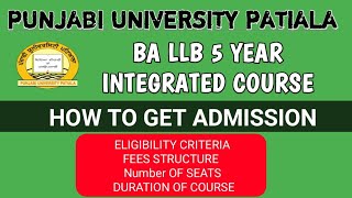 HOW TO GET ADMISSION BA LLB 5 Yr COURSE IN PUP  PUP BA LLB ADMISSION PROCESSELIGIBILITYFEESSEATS [upl. by Hirasuna]