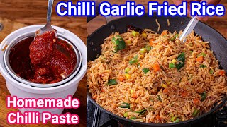 Chilli Garlic Fried Rice with Homemade Chutney  New Way  Flavored Garlic amp Chilli Fried Rice [upl. by Selimah]