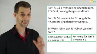 Lineare Funktionen Textaufgabe Anwendung Ulrich und der Handytarif Teil 1 [upl. by Akired]