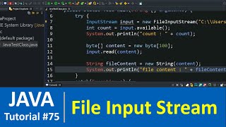 Java Tutorial 75  Java File Input Stream Class Examples File Handling [upl. by Aihsenyt]