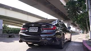 2020 BMW 330i G20 w ARMYTRIX straight piped Turboback Valvetronic Exhaust Revs amp Flyby Sound [upl. by Siddon]