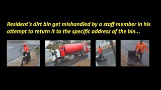 Residents dirt bin gets mishandled by a staff member while returning the bin to its address [upl. by Samella]