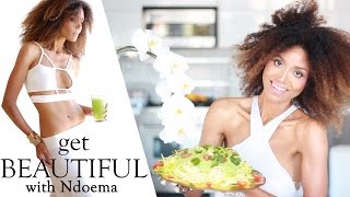 Raw Vegan Zucchini Pasta Recipe with Dairy Free Creamy Cashew Sauce  The Global Girl [upl. by Dorise]