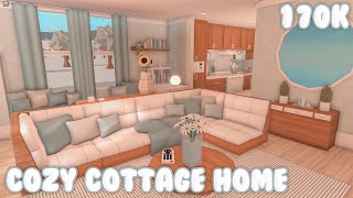 ROBLOX  Bloxburg Cozy Blue Cottage Home Speedbuild  Tutorial  Interior  Ellvoi [upl. by Nenerb]