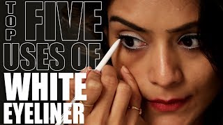 Top 5 Uses Of White Eyeliner  Different Uses Of White Eyeliner  White Eyeliner Hacks  Foxy Makeup [upl. by Meyer]