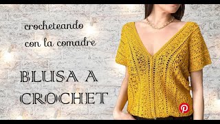 ⭐⭐⭐teje hermosa blusa Laura a crochet fácil y rápido todas las tallas crocheteando con la comadre [upl. by Catrina]