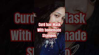 Curd hair mask with homemade shampooshorts haircaretrending viralvideo [upl. by Evad]