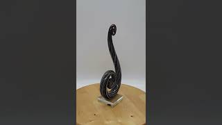 What Sold Hand Blown Black White Latticino Treble Clef Art Glass Sculpture music glass reseller [upl. by Aleedis739]