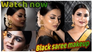 Black Saree Makeup Look  Party makeup  INDN WEDDING GUEST MAKEUP TUTORIAL  Smokey Eye [upl. by Achilles]