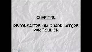 5ème Chapitre  parallélogramme  Reconnaitre un losange [upl. by Akinar]