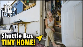 Her bohemian tiny home Solo female lives in bus conversion [upl. by Pauli]