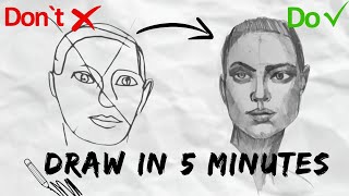 How to draw a face in 5 Minutes  My Method [upl. by Kaiulani709]