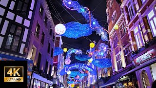 4K London Carnaby Street Christmas Lights 🌟 and Soho Walking Tour 2023 [upl. by Aiveneg5]