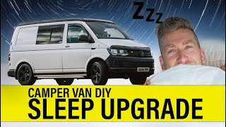 Camper Van CHEAP Bed Upgrade  PERMANENT MATTRESS TOPPER INSTALL  VW T6 Pop Top [upl. by Ahsahs654]