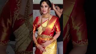 pattu saree with simple maggam work blouse designs please subscribe [upl. by Arraeis]