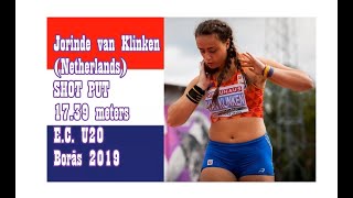 Jorinde van Klinken Netherlands SHOT PUT 1739 meters EC U20 Championships  Borås 2019 [upl. by Harmony97]