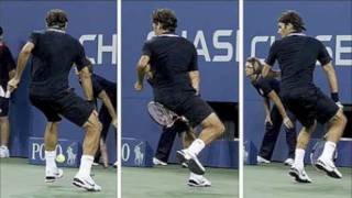 TWEENER Roger Federer Between Legs Shot V Brian Dabul 2010 US OPEN HD [upl. by Aiuqet600]