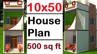 10x50 House Plan  10 by 50 Ghar Ka Naksha  500 sq ft Home Design  Makan 1050 [upl. by Abercromby477]